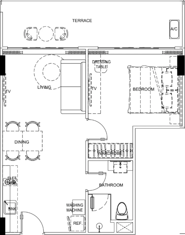 Sea Heaven Phuket Naithon Phase 3.1 1 bedroom 59.28 м² layout