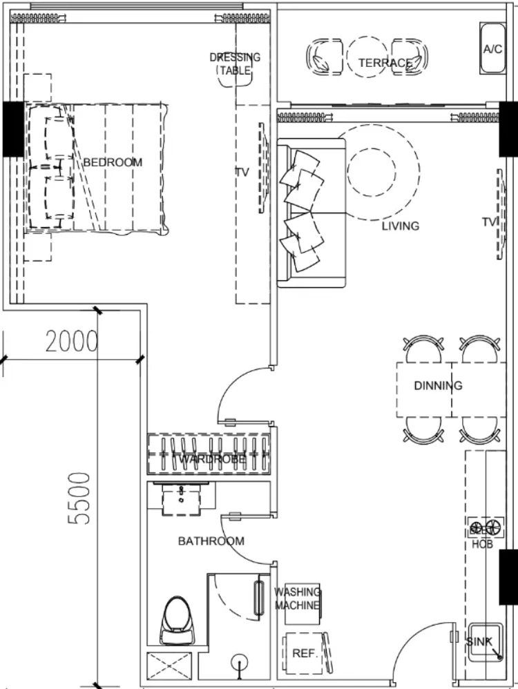 Sea Heaven Phuket Naithon Phase 3.1 1 bedroom 60.14 м² layout