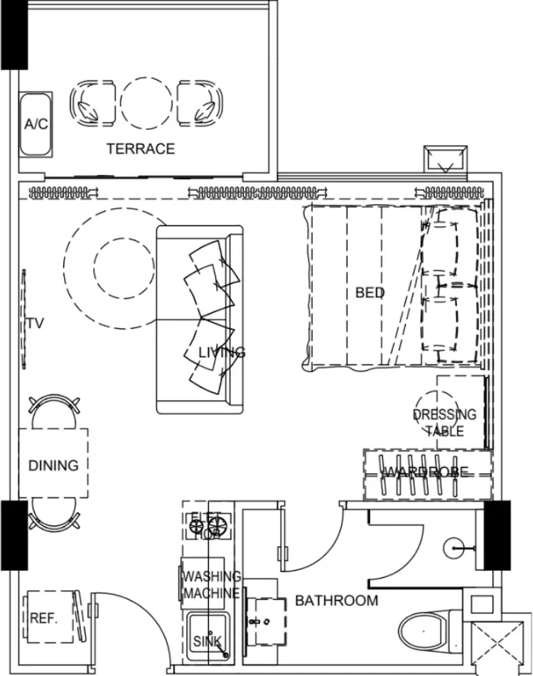 Sea Heaven Phuket Naithon Phase 3.1 Studio 37.19 м² layout