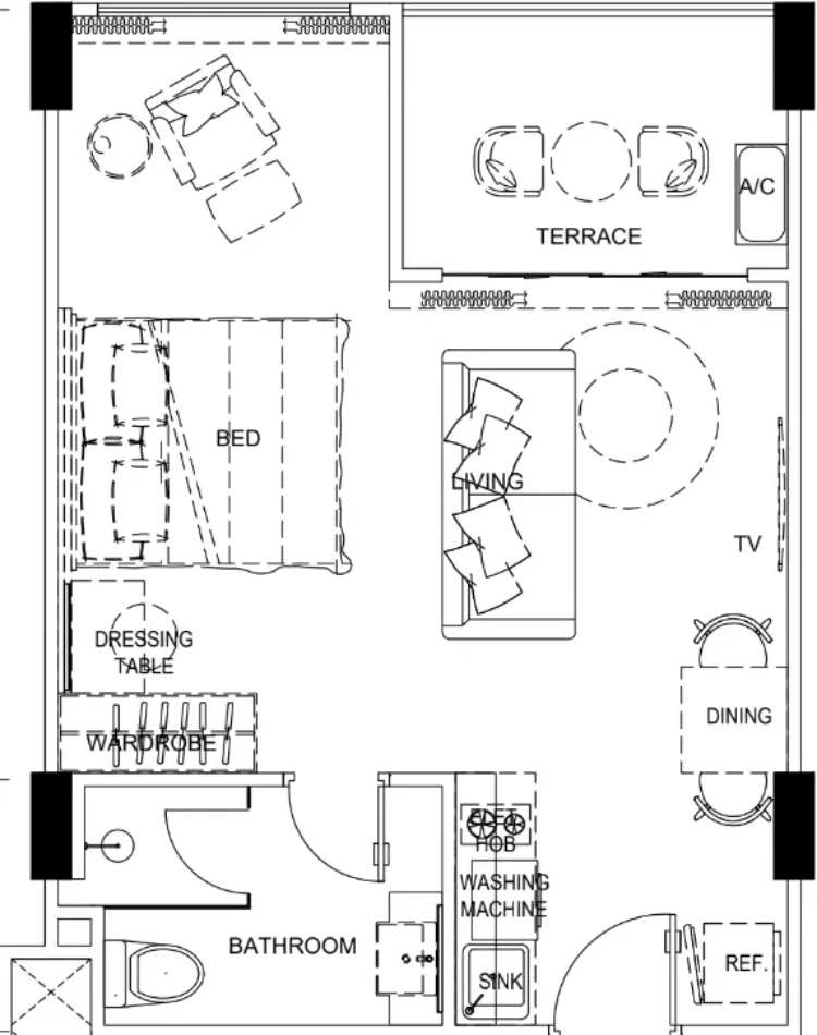 Sea Heaven Phuket Naithon Phase 3.1 Studio 42.39 м² layout