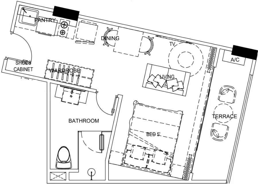 Sea Heaven Phuket Naithon Phase 3.1 Studio 31.36 м² layout